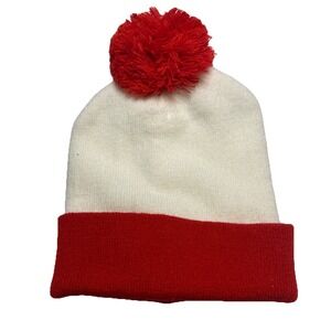 Wheres Waldo Red White Pom Pom Beanie Knit Hat Mad Engine TGT5496 One Size